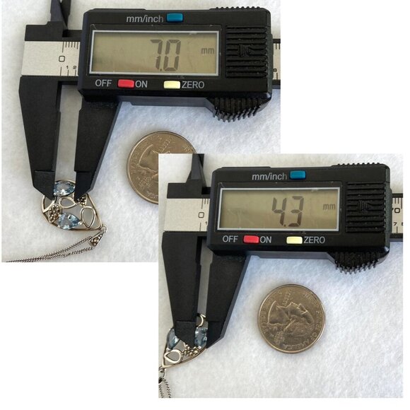 Sterling Silver 925 SLC Blue Topaz Marcasite Teardrop Pendant Necklace 18" Chain - Picture 9 of 16